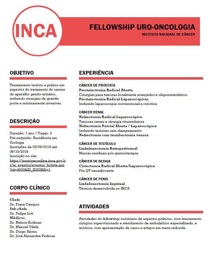 Fellowship INCA – Abertas as inscrições